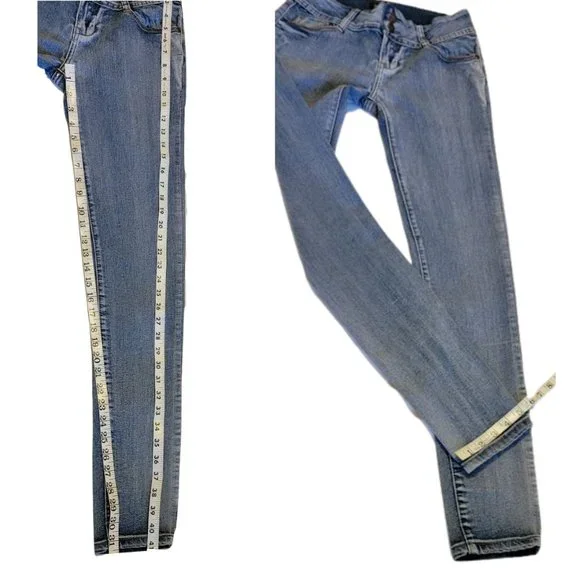 ABM Jeans -Low Rise Skinny Double Button Fly Slightly Distressed Jeans - SZ 7 - Picture 12 of 14